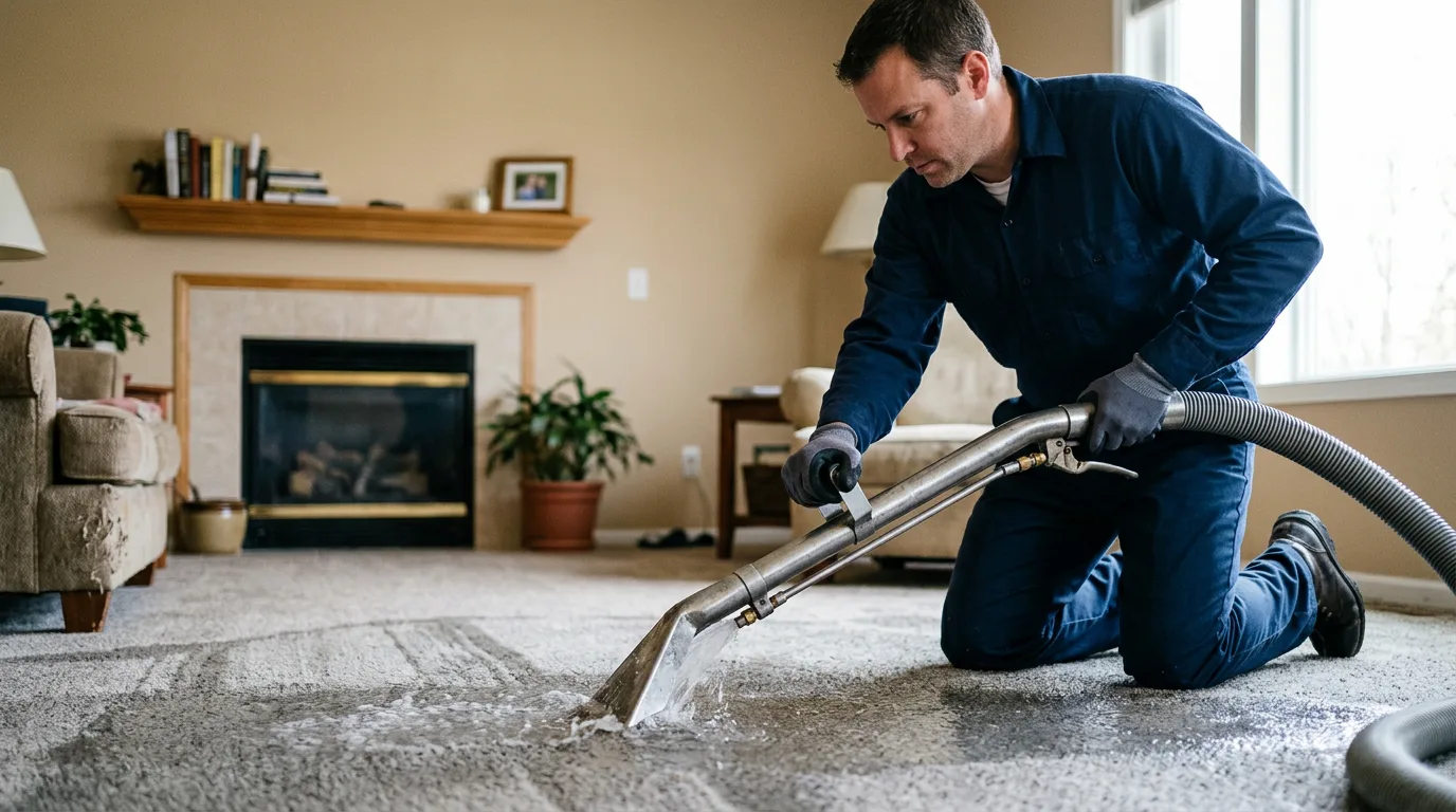 Water damage restoration technician working near Efland, NC